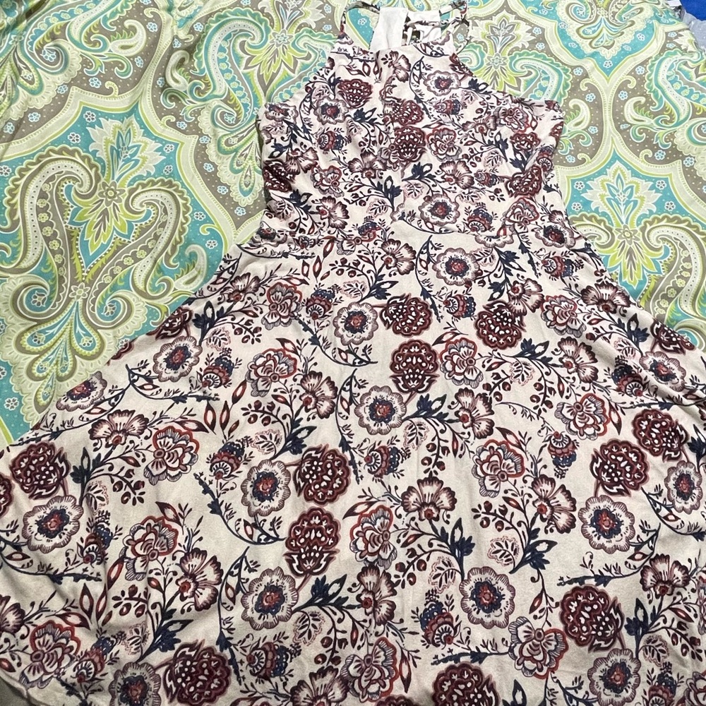 Sued floral skater dress